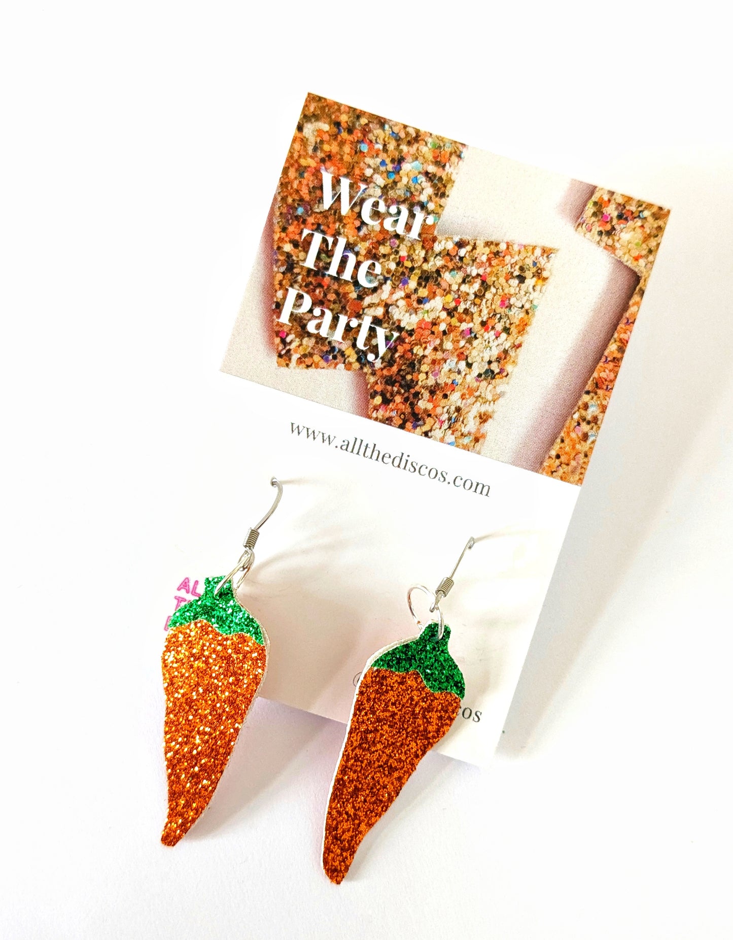 Neurospicy Mini Chilli Pepper Earrings - Bright Orange