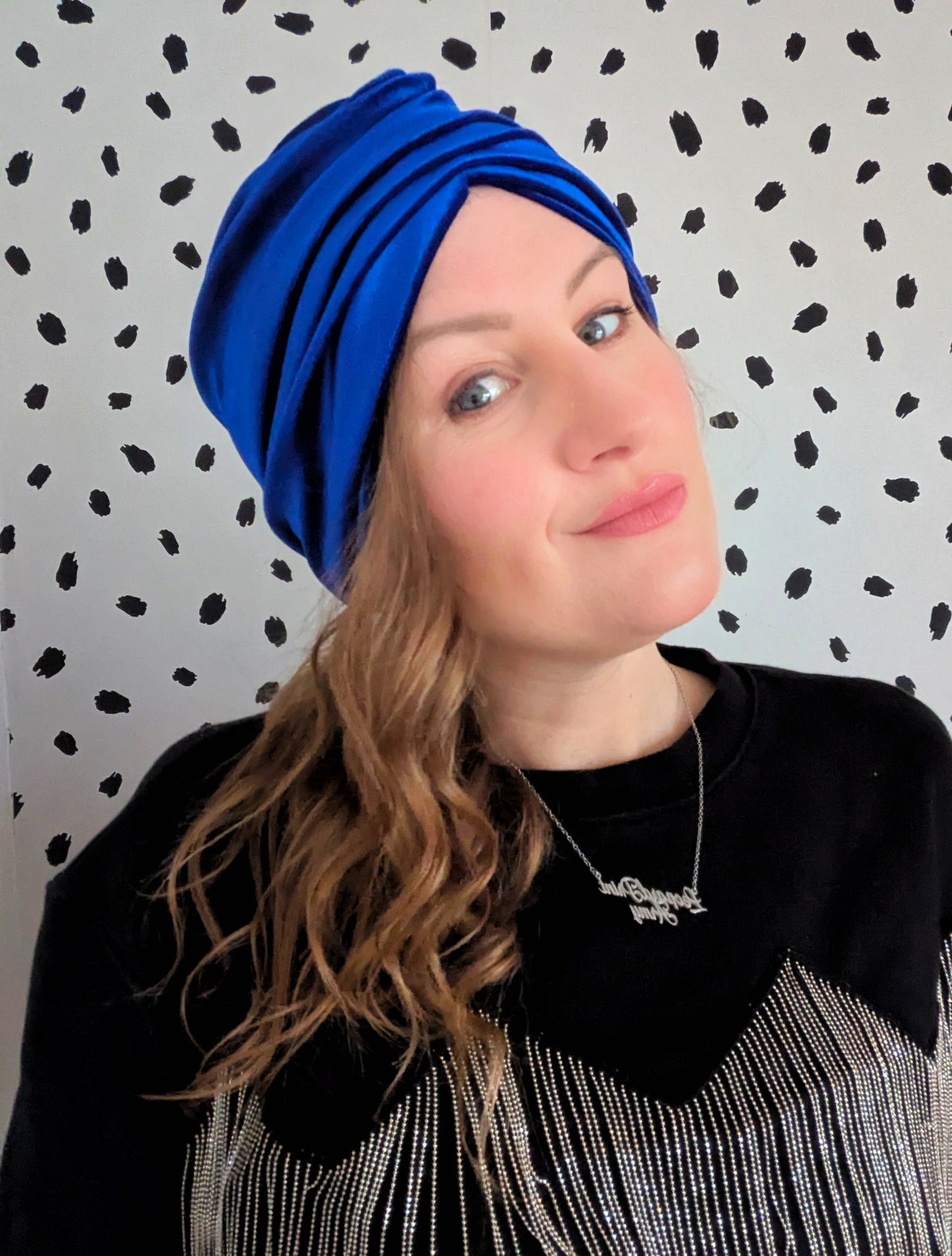 Royal Blue Velour Velvet Gathered Party Turban