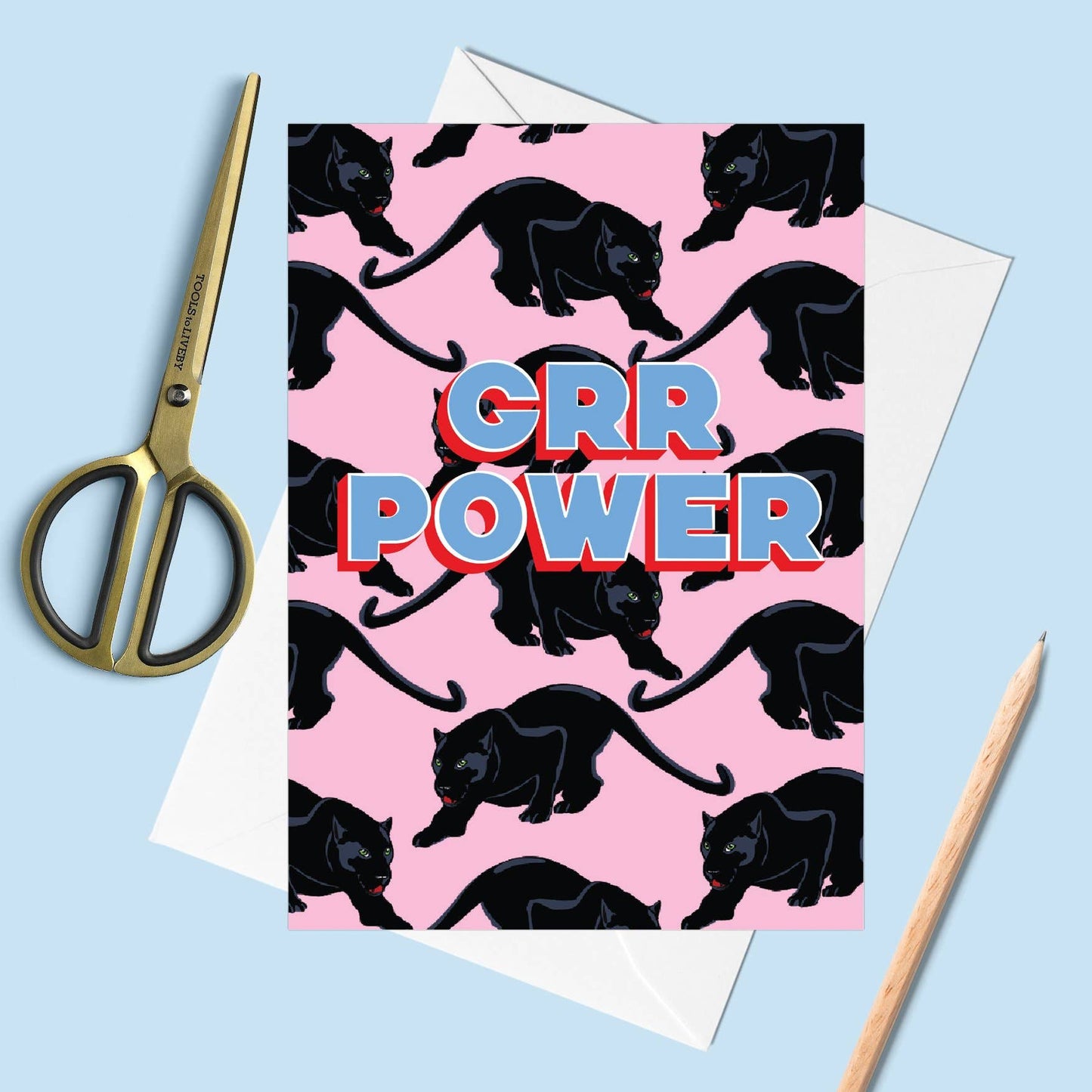 'Grr Power Panther' Greeting Card