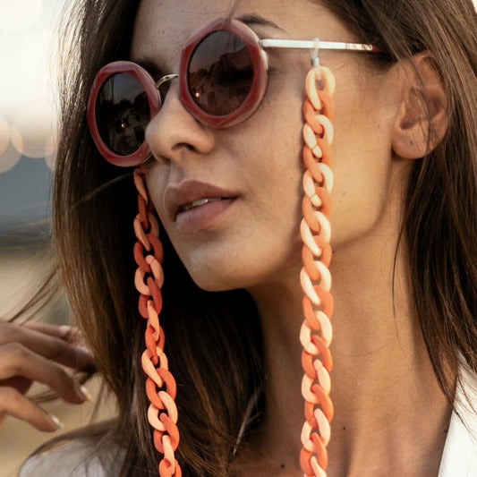 Peaches – Glasses chain – Peach & salmon Chunky Acrylic Chain