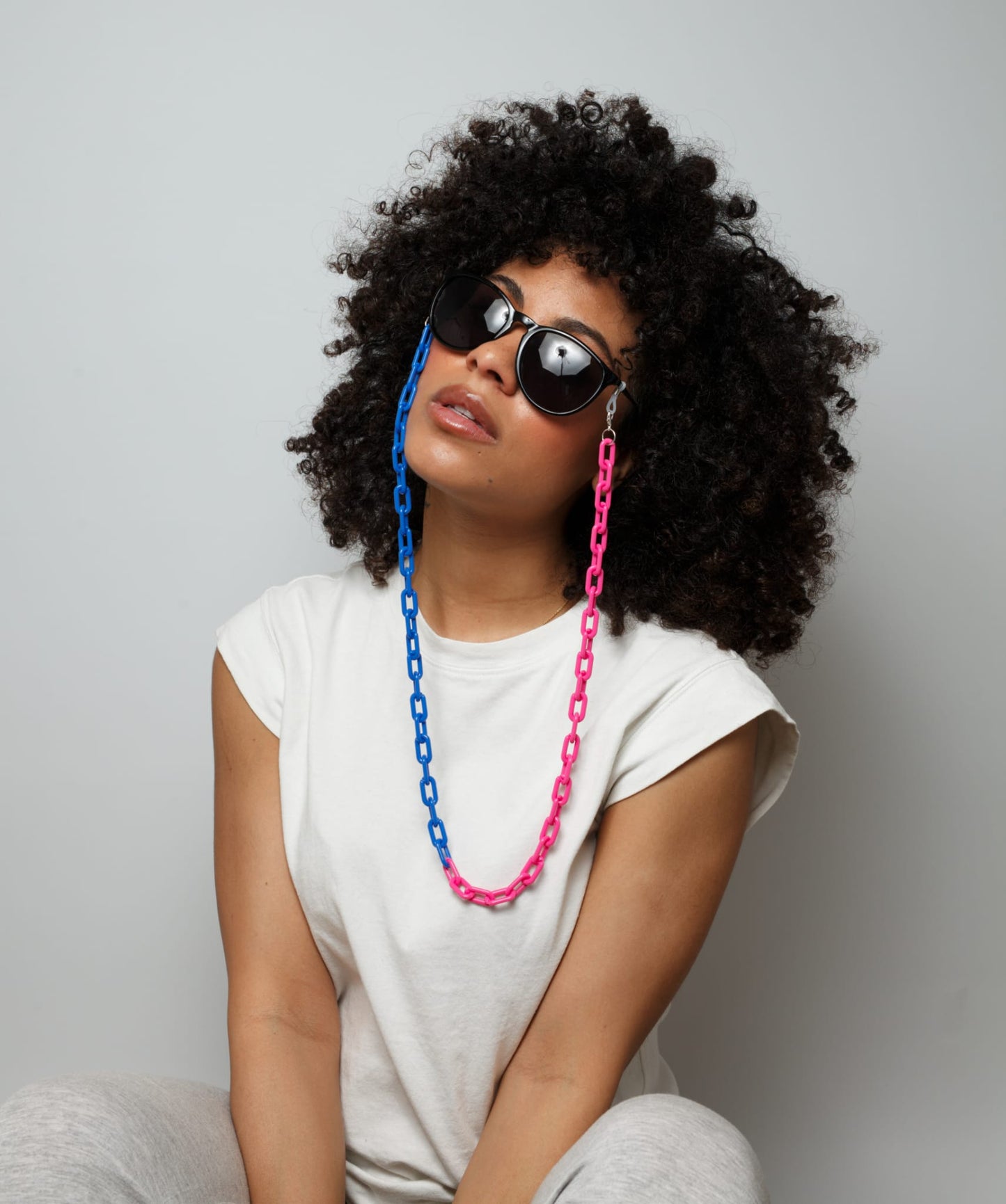 Laguna – Cobalt & Magenta Chunky Acrylic Glasses Chain