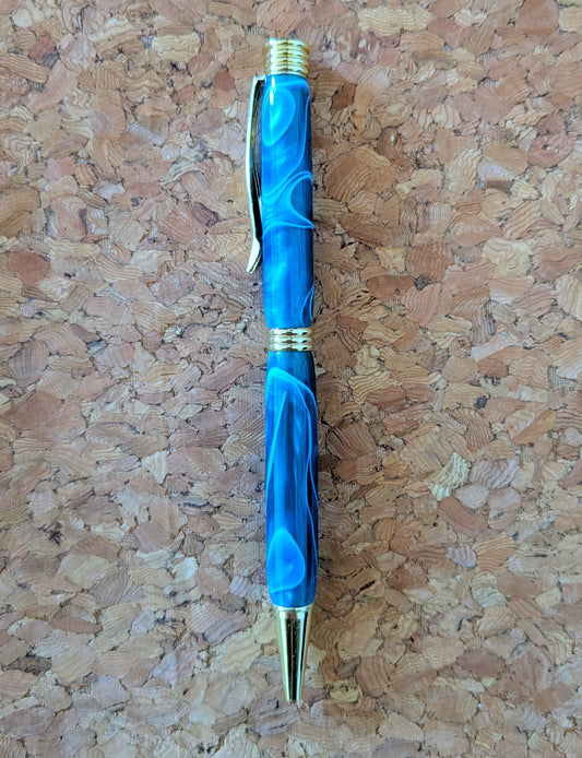 Standard Twist Fundraiser Pen - Blue, White Whisps