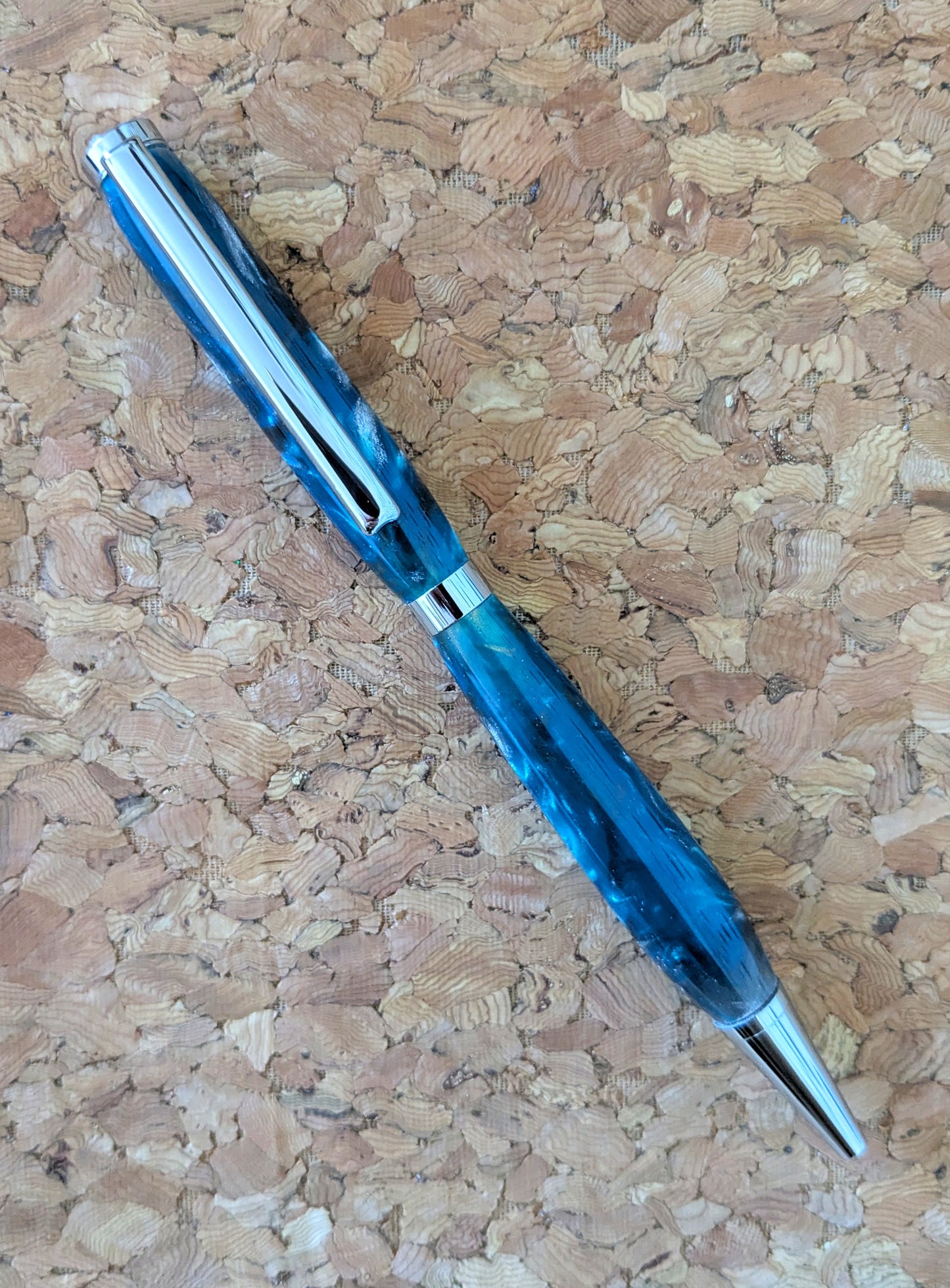 Standard Twist Fundraiser Pen - Turquoise, Silver Blend