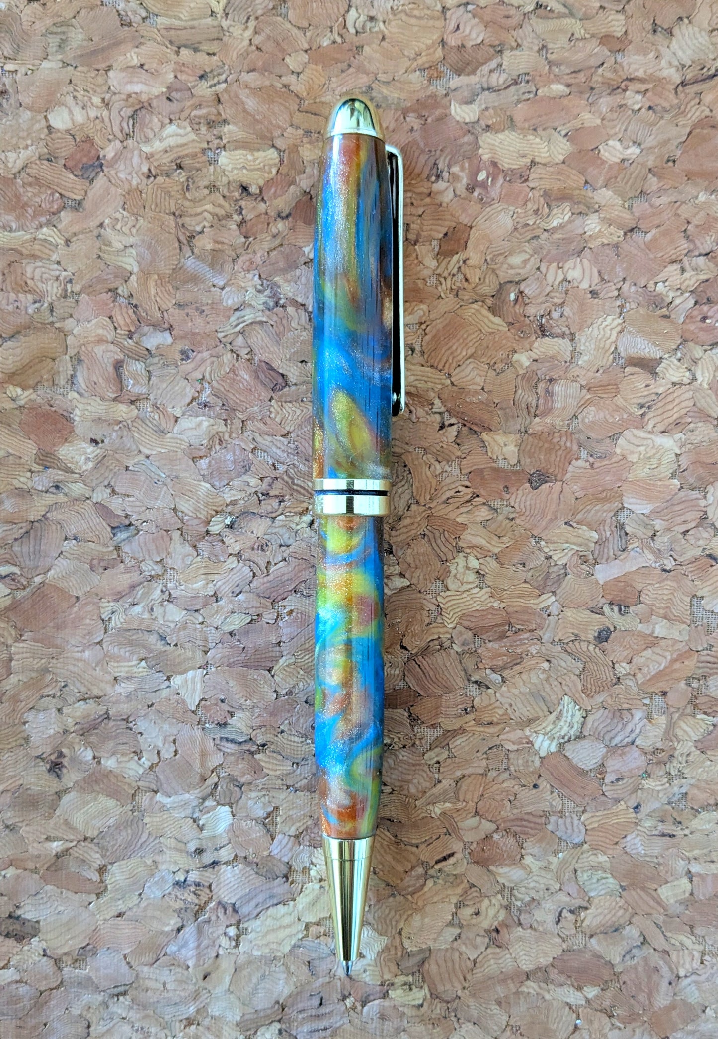 Euro Twist Fundraiser Pen - Blue, Copper, Yellow Blend