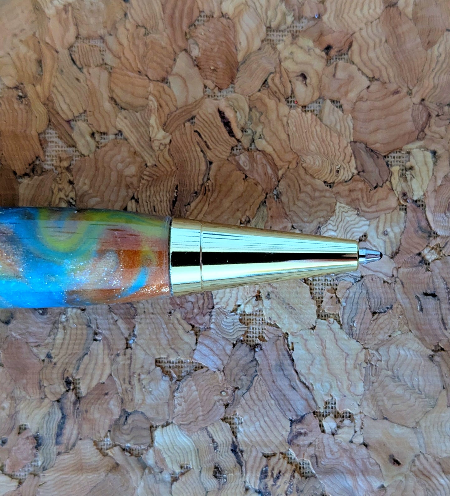 Euro Twist Fundraiser Pen - Blue, Copper, Yellow Blend