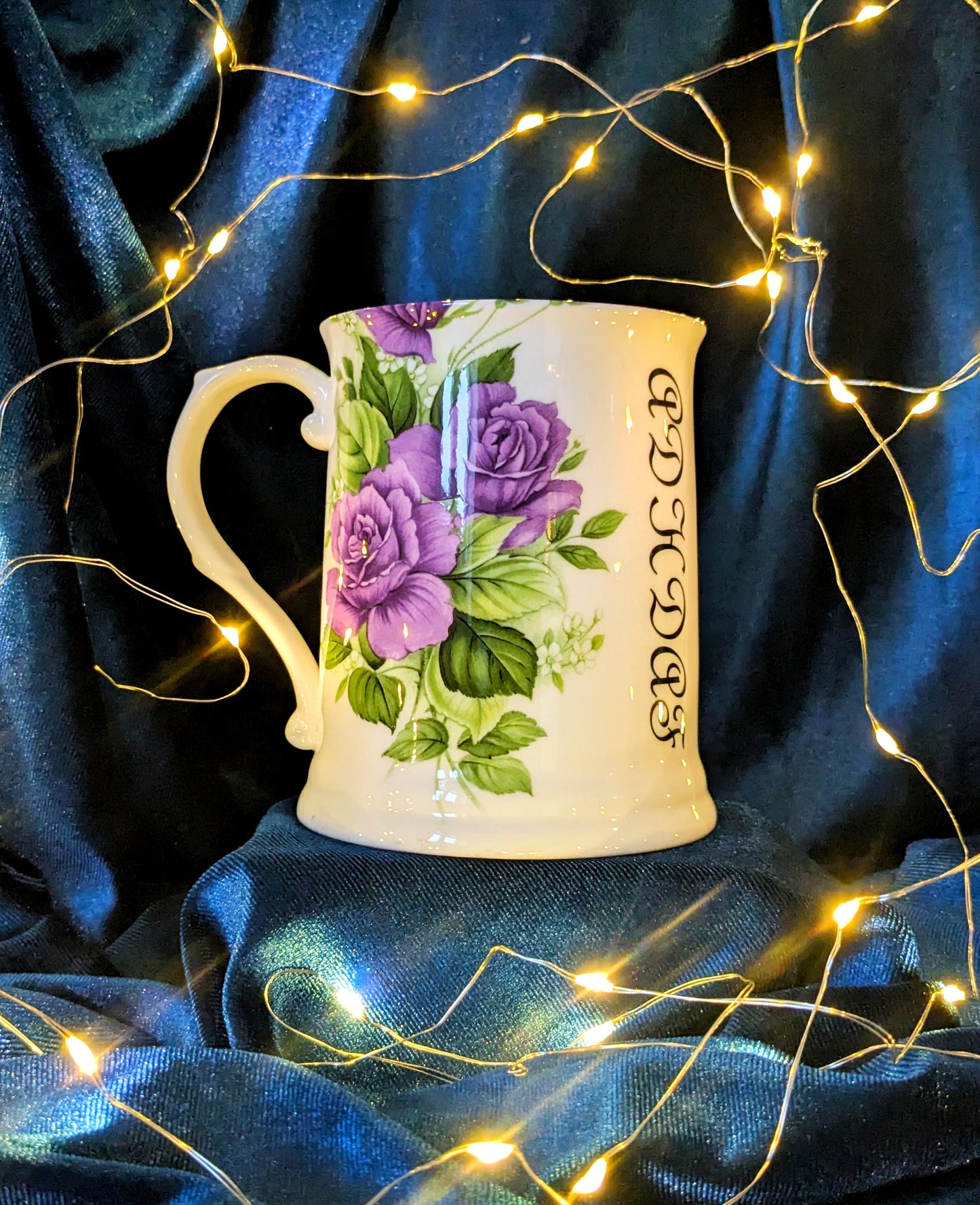 Fine Bone China Tankard - ADHDAF Purple Flower