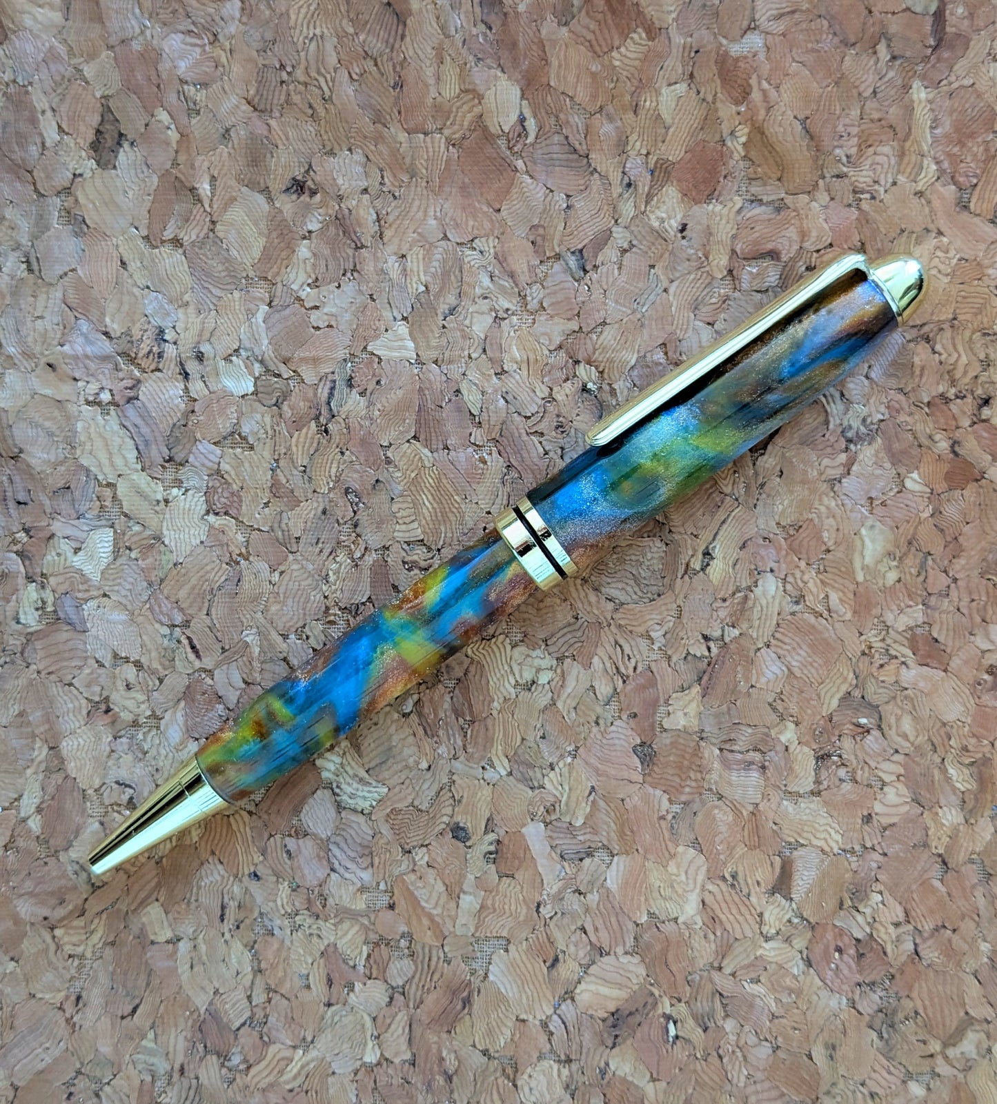 Euro Twist Fundraiser Pen - Blue, Copper, Yellow Blend
