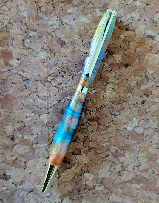 Standard Twist Fundraiser Pen - Blue, Copper, Yellow