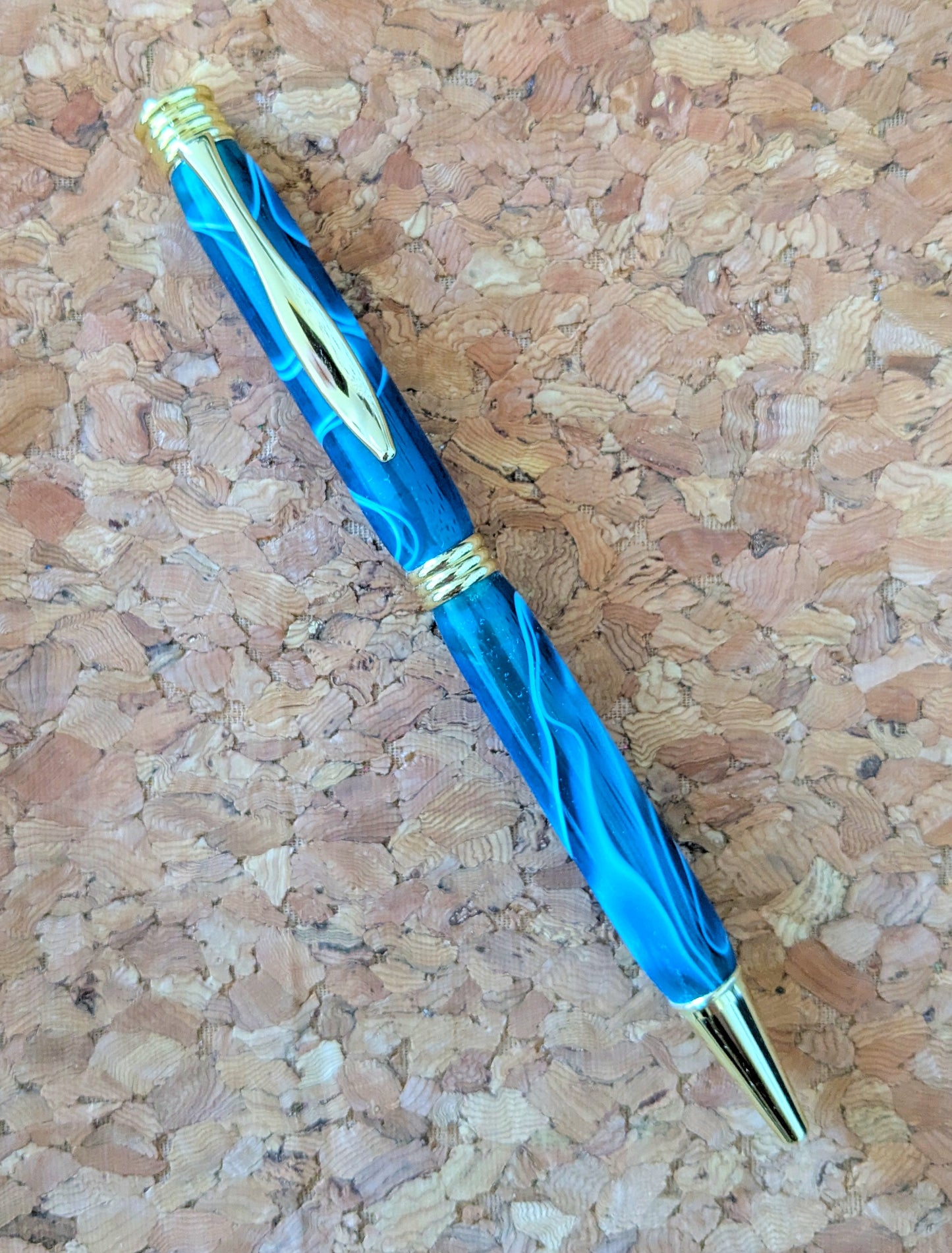 Standard Twist Fundraiser Pen - Blue, White Whisps
