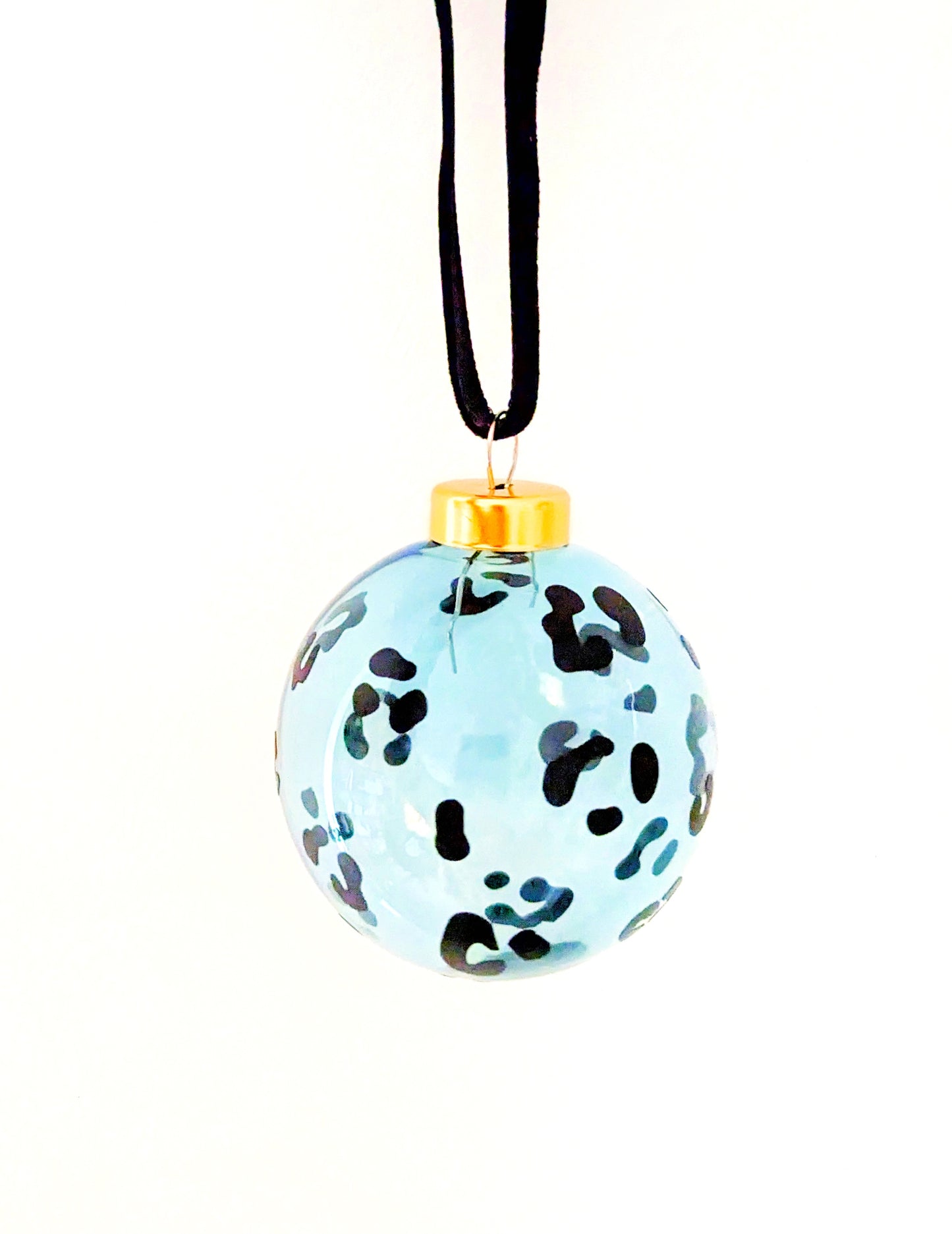 Leopard Print Glass Bauble - Blue
