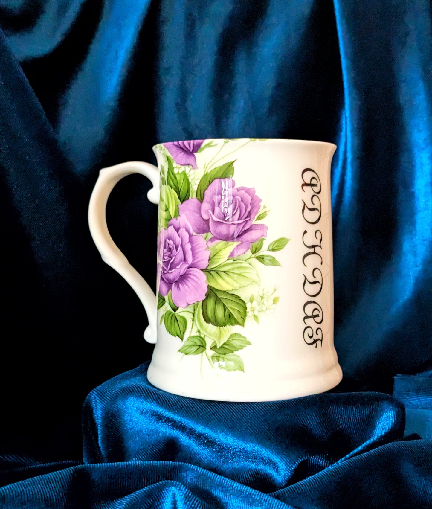 Fine Bone China Tankard - ADHDAF Purple Flower