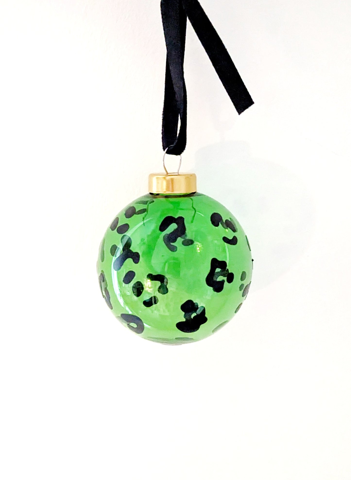 Leopard Print Glass Bauble - Green