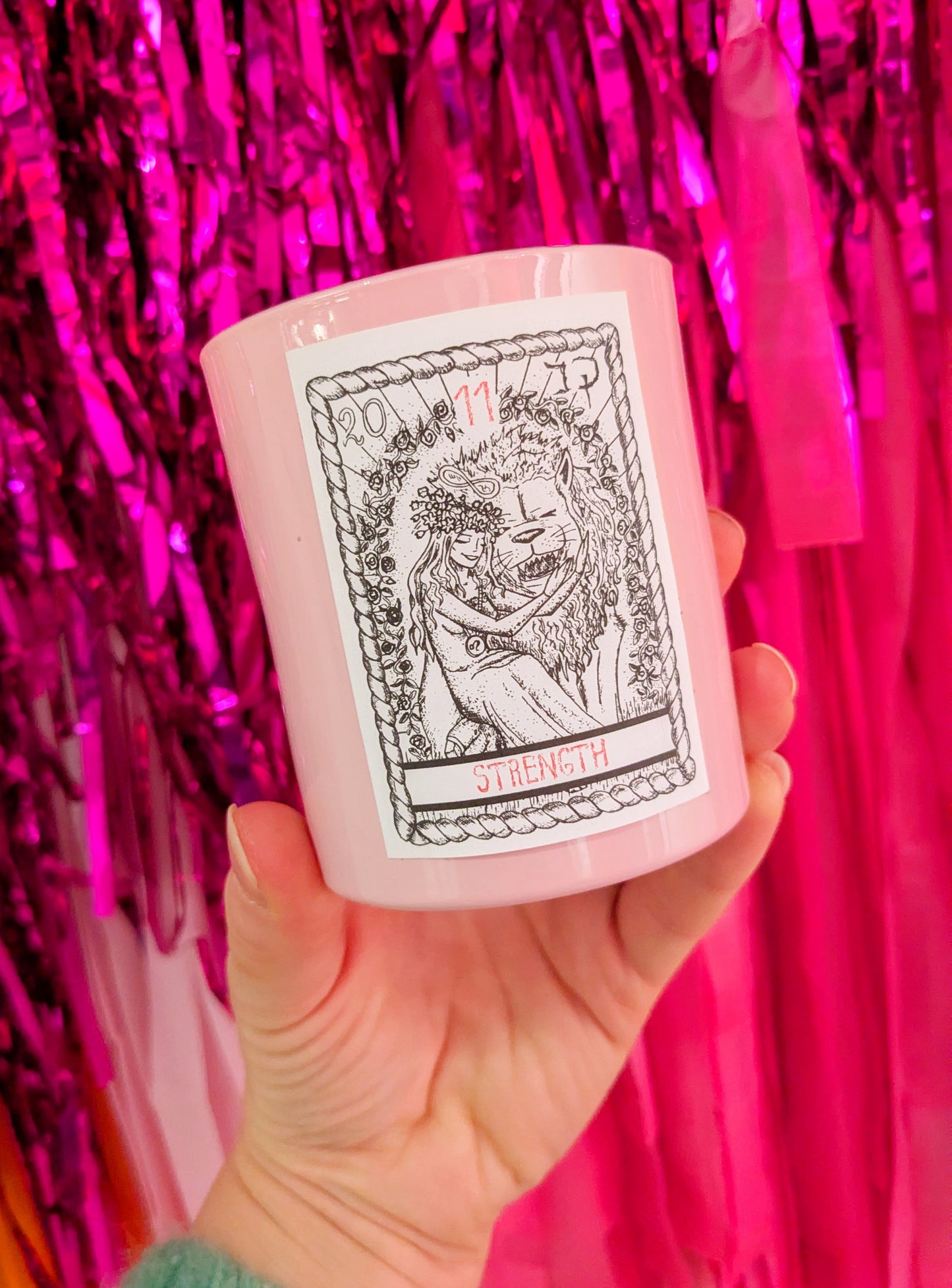 Vanilla Rose 'Strength' Tarot Card Candle