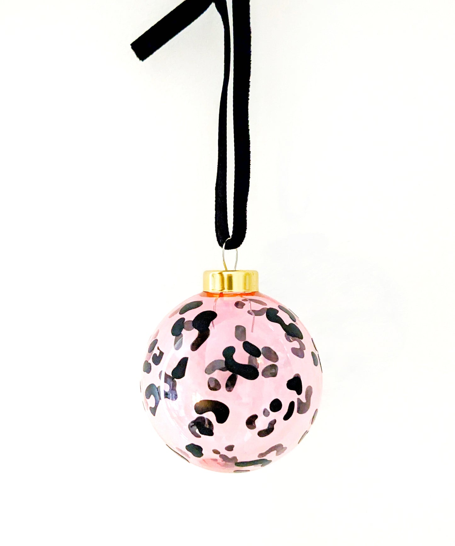 Leopard Print Glass Bauble - Pink
