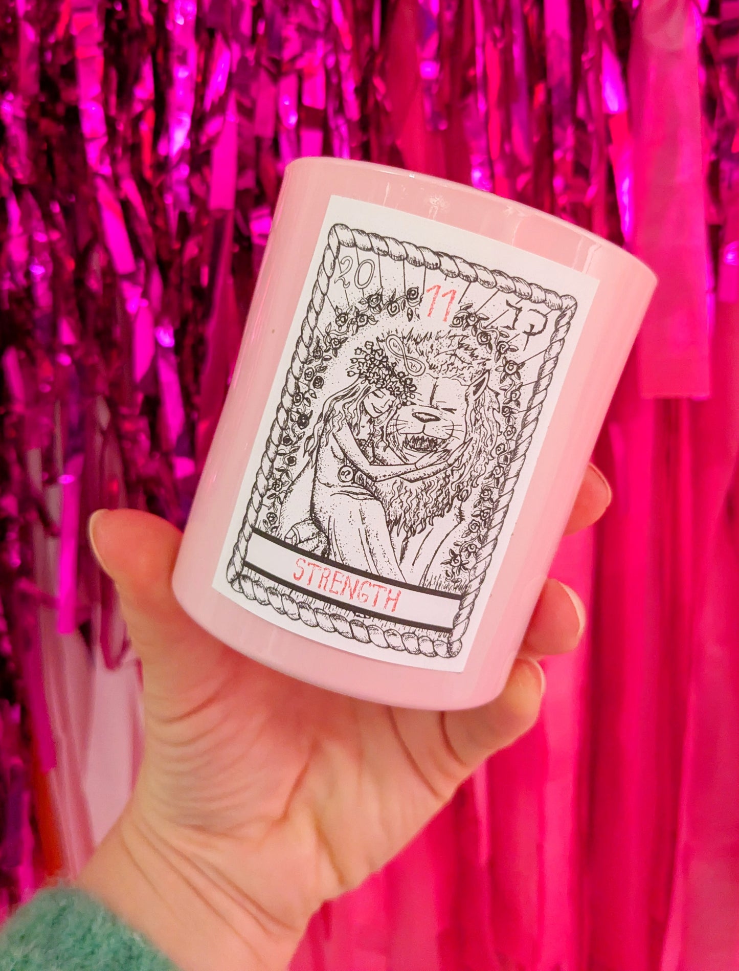 Vanilla Rose 'Strength' Tarot Card Candle