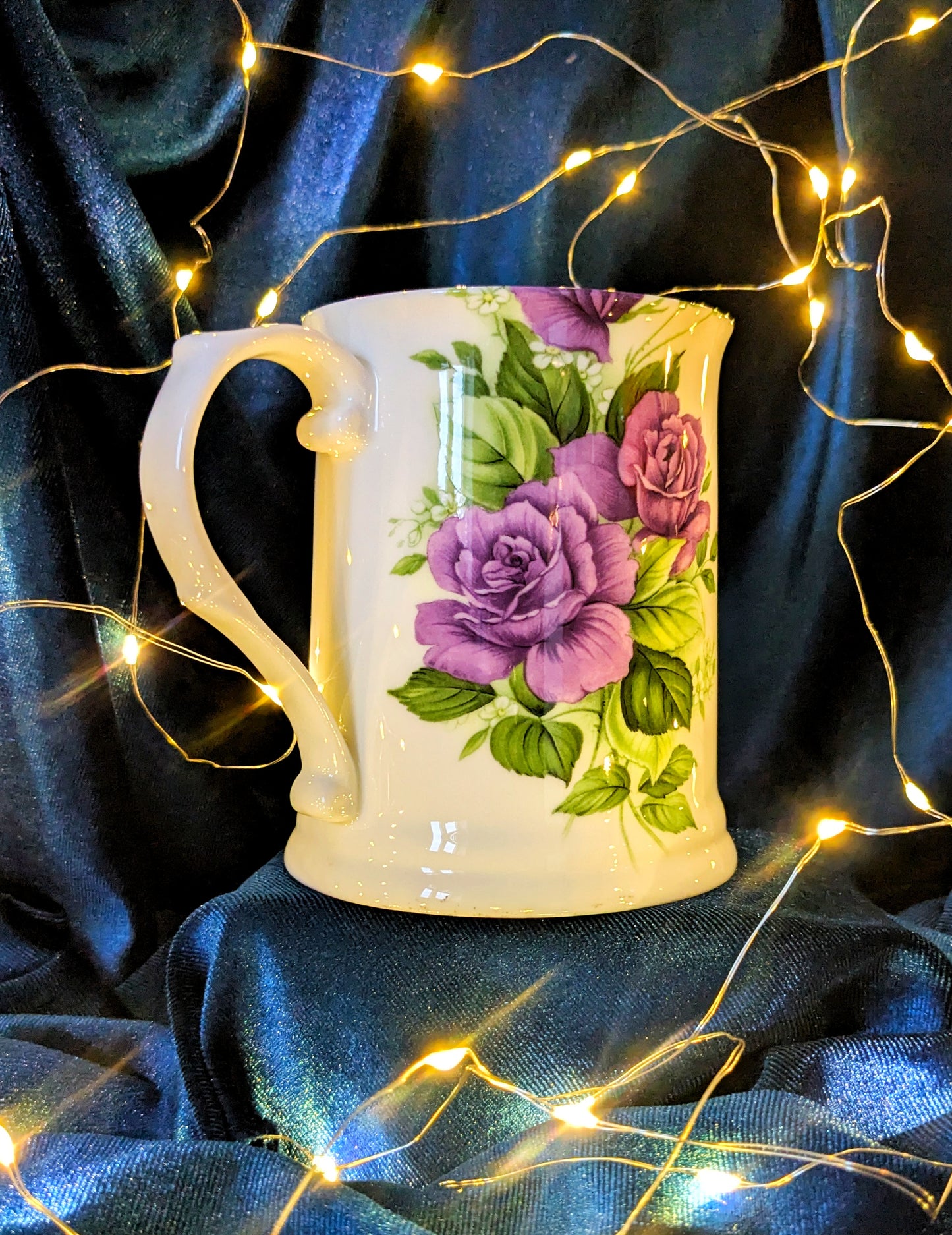 Fine Bone China Tankard - ADHDAF Purple Flower