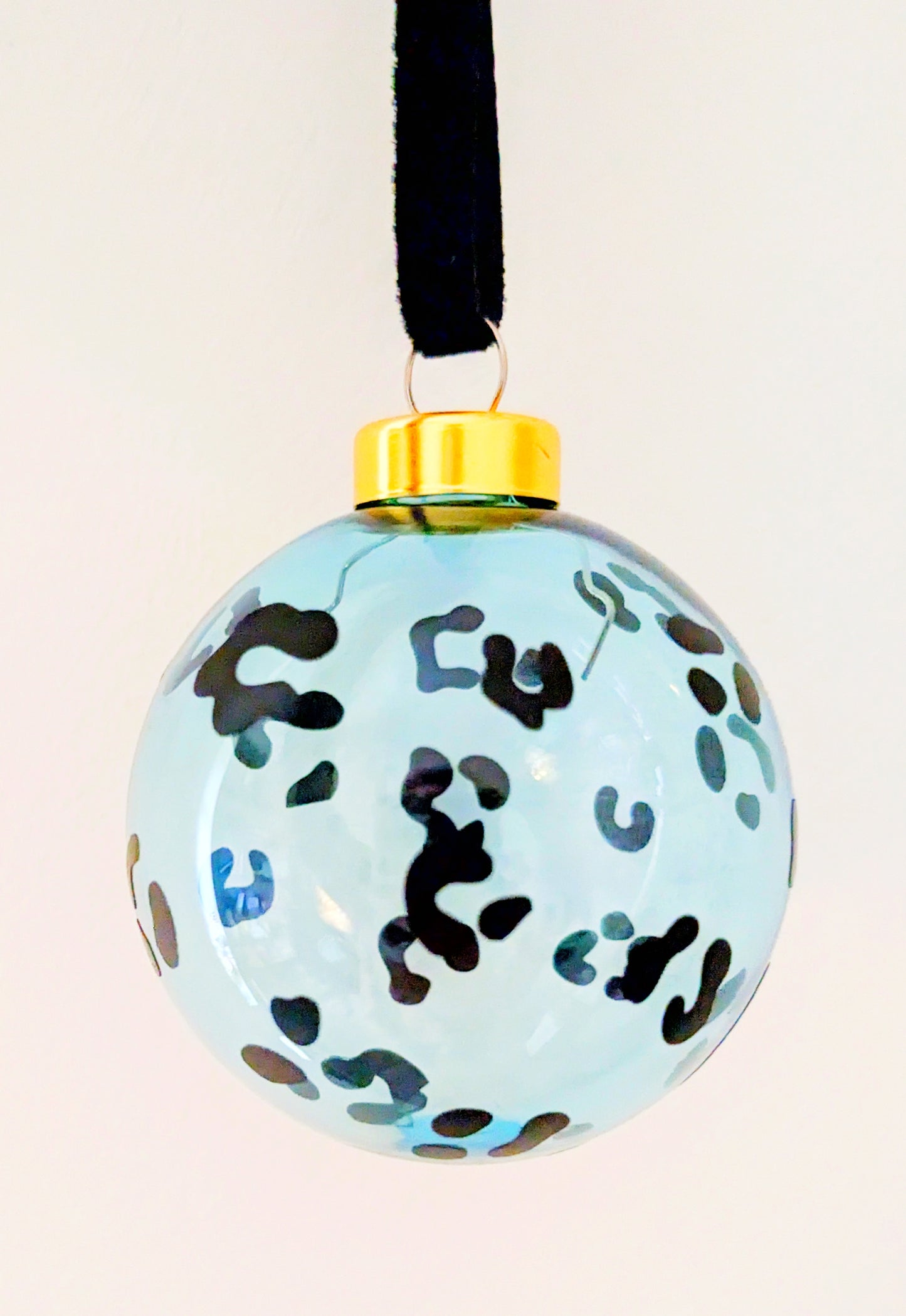 Leopard Print Glass Bauble - Blue