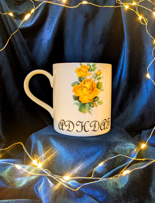 Fine Bone China Mug - ADHDAF Yellow