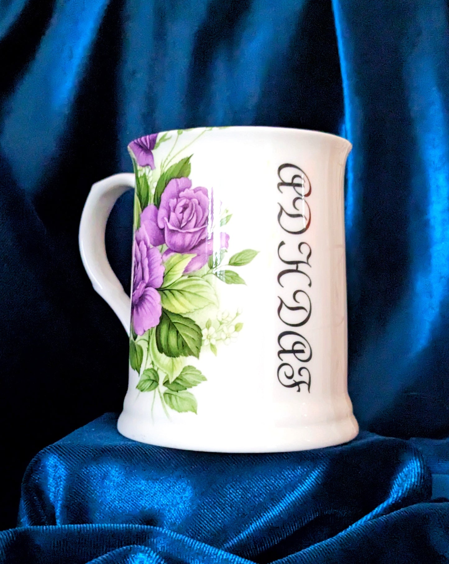 Fine Bone China Tankard - ADHDAF Purple Flower