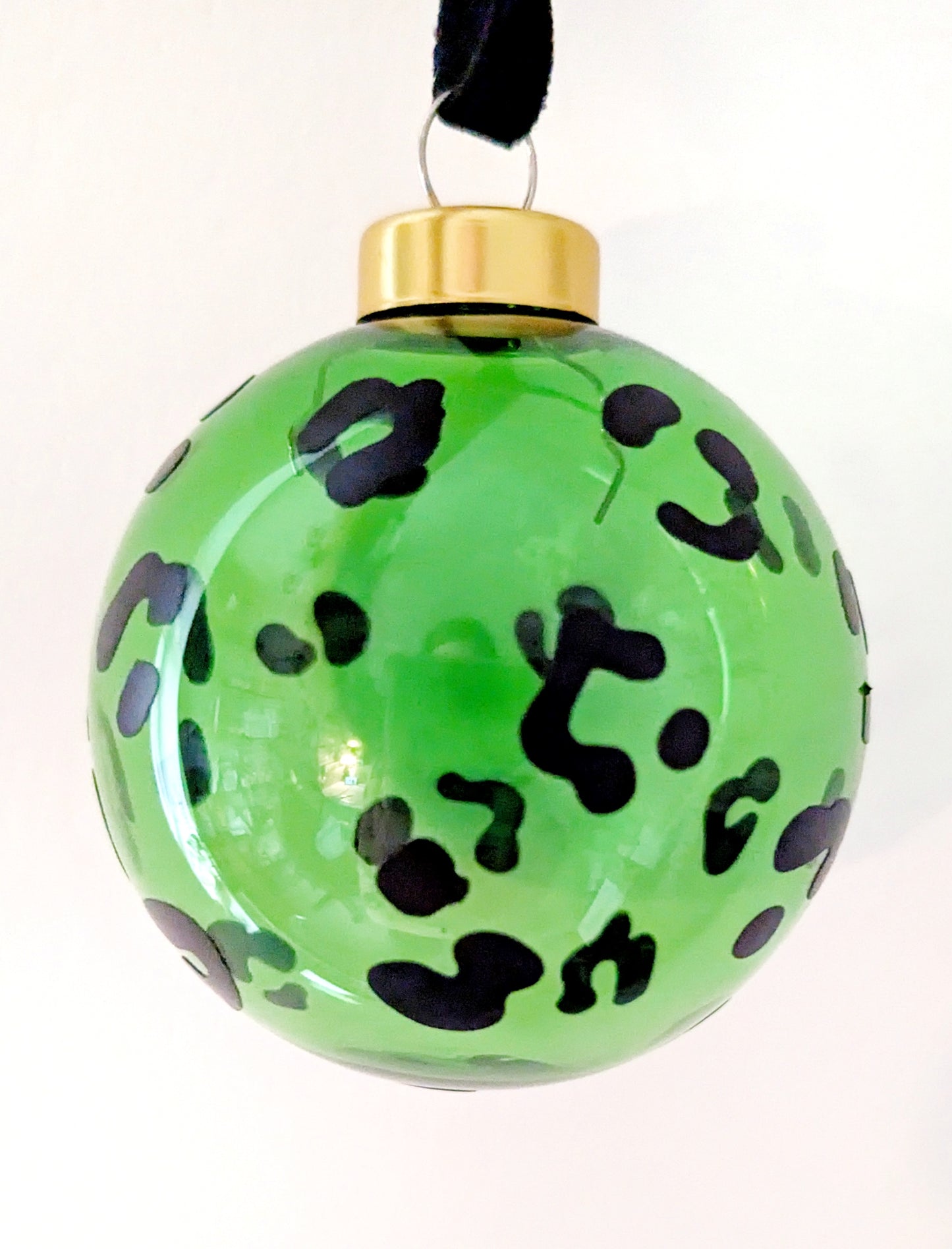 Leopard Print Glass Bauble - Green