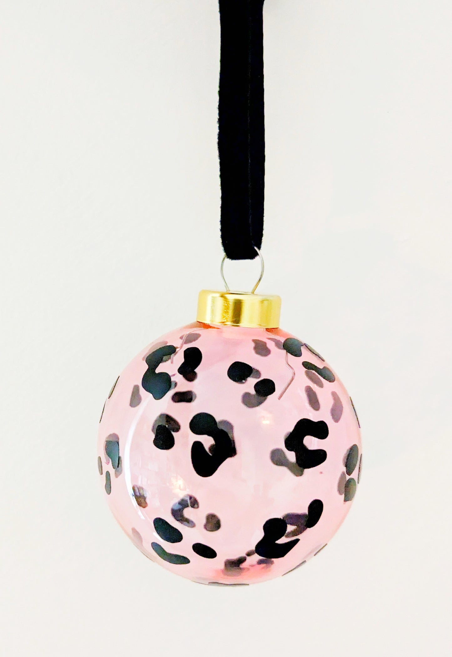 Leopard Print Glass Bauble - Pink