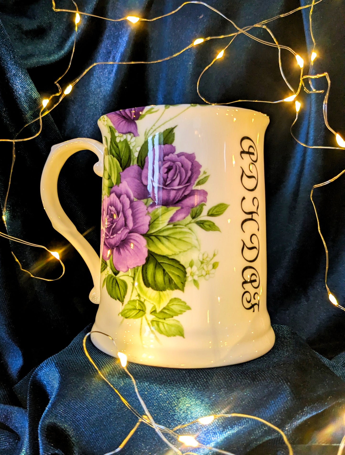 Fine Bone China Tankard - ADHDAF Purple Flower