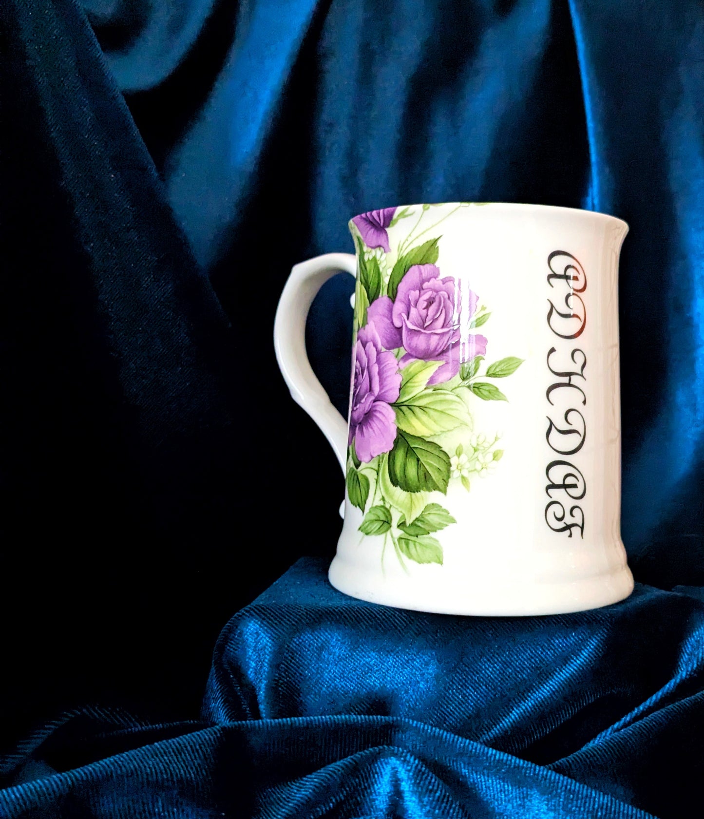 Fine Bone China Tankard - ADHDAF Purple Flower